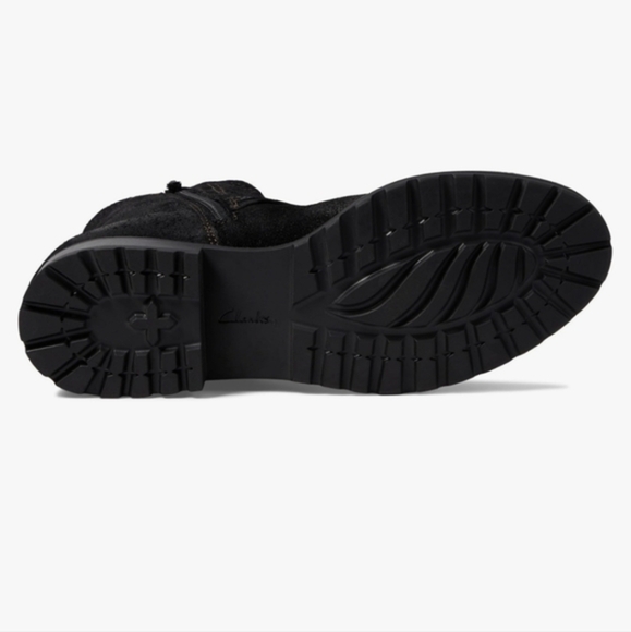 Clarks Aspra Buckle Black Suede distressed ankle boots booties size 12 brand new - Picture 3 of 6